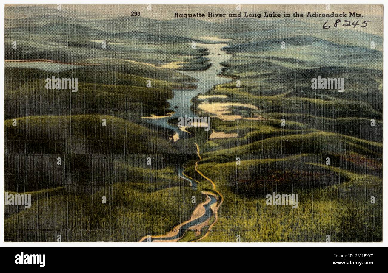 Raquette River und Long Lake in den Adirondack Mts. , Flüsse, Berge, Tichnor Brothers Collection, Postkarten der Vereinigten Staaten Stockfoto Raquette River und Long Lake in den Adirondack Mts. , Flüsse, Berge, Tichnor Brothers Collection, Postkarten der Vereinigten Staaten Stockfoto