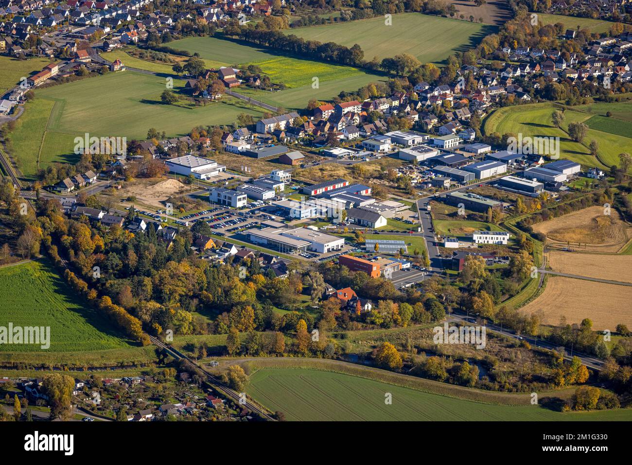Luftaufnahme, Handelsbezirk Hohefeld mit Herbert-Rust-Weg im Bezirk Uentrop in Hamm, Ruhrgebiet, Nordrhein-Westfalen, Deutschland, DE, Europa, C Stockfoto