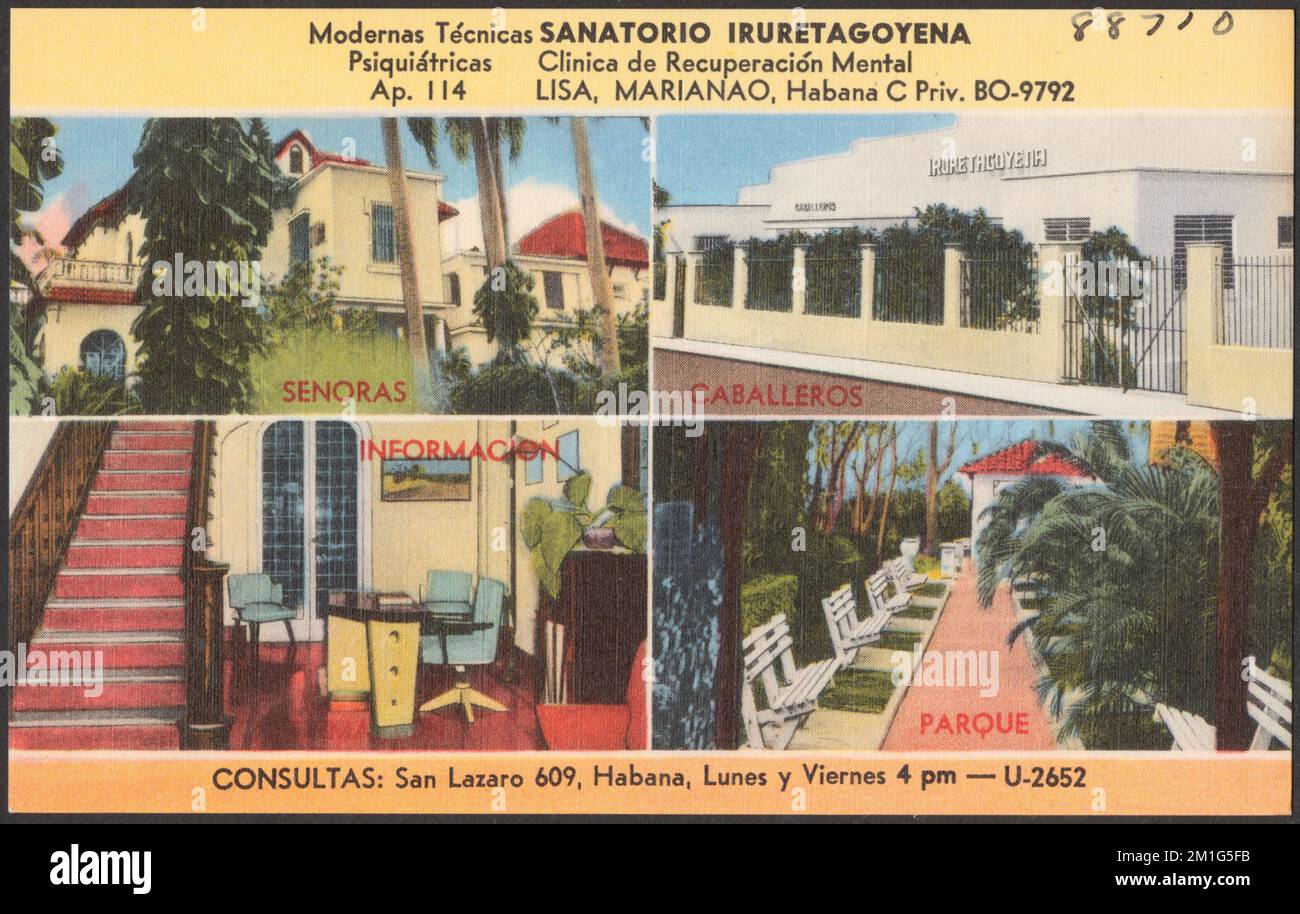 Sanatorio Iruretagoyena, Lisa-Marianao-Cuba, Sanatorien, Tichnor Brothers Collection, Postkarten der Vereinigten Staaten Stockfoto