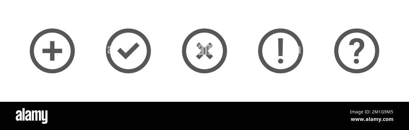 Häkchensymbole, flache runde Schaltflächen gesetzt. Moderne Häkchensymbole. Vektordarstellung Stock Vektor