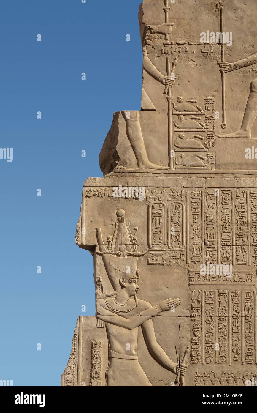 Der Tempel von Haroeris und Sobek in Kom Ombo im Niltal, Oberägypten Stockfoto