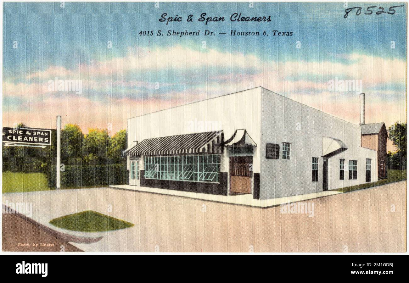 Spic & Span Cleaners, 4015 S. Shepherd Dr. -- Houston 6, Texas , Commercial Facilities, Tichnor Brothers Collection, Postkarten der Vereinigten Staaten Stockfoto