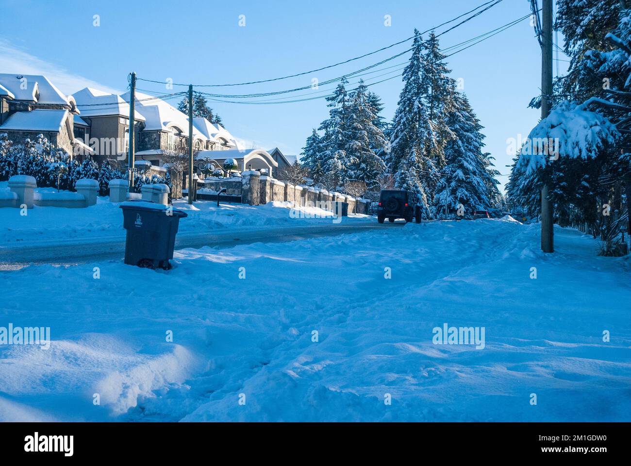 Ein verschneiter Tag in Surrey, British Columbia, Kanada Stockfoto
