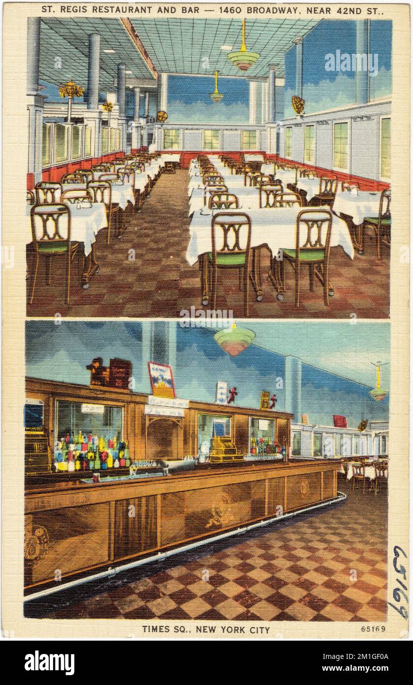 St. Regis Restaurant und Bar -- 1460 Broadway, nahe 42. St., Times Sq., New York City, Restaurants, Tichnor Brothers Collection, Postkarten der Vereinigten Staaten Stockfoto