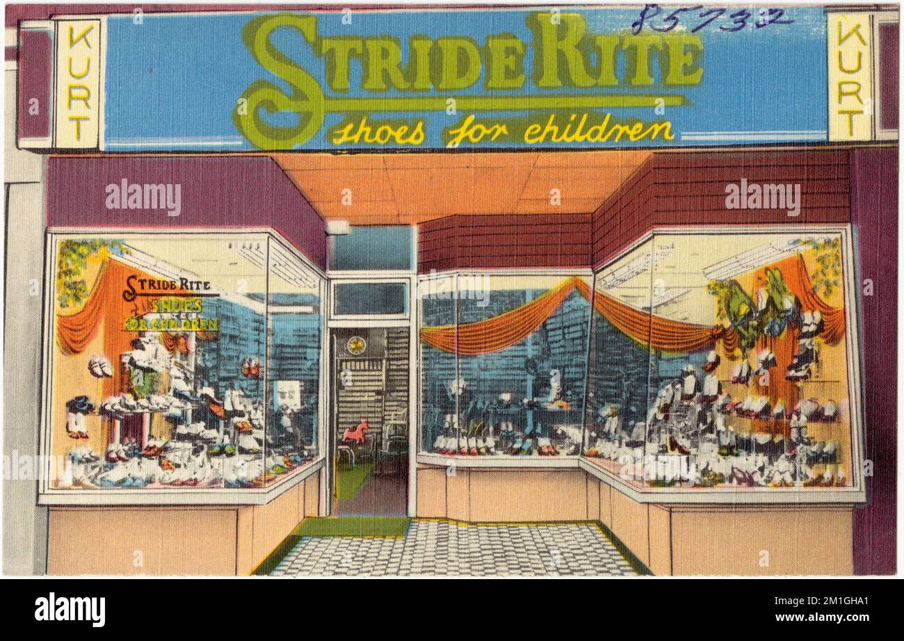 Stride Rite Shoes for Children, Commercial Facilities, Tichnor Brothers Collection, Postkarten der Vereinigten Staaten Stockfoto