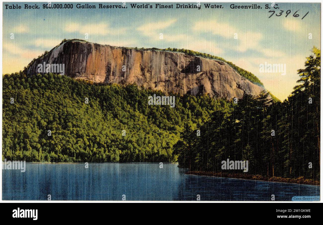 Table Rock, 900.000.000 Gallonen Reservoir, das beste Trinkwasser der Welt, Greenville, S. C. , Tichnor Brothers Collection, Postkarten der Vereinigten Staaten Stockfoto