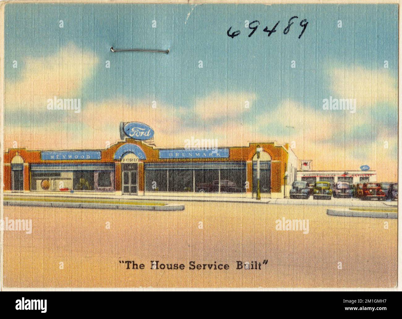 "The House Service Built ", Tankstellen für Kraftfahrzeuge, Tichnor Brothers Collection, Postkarten der Vereinigten Staaten Stockfoto