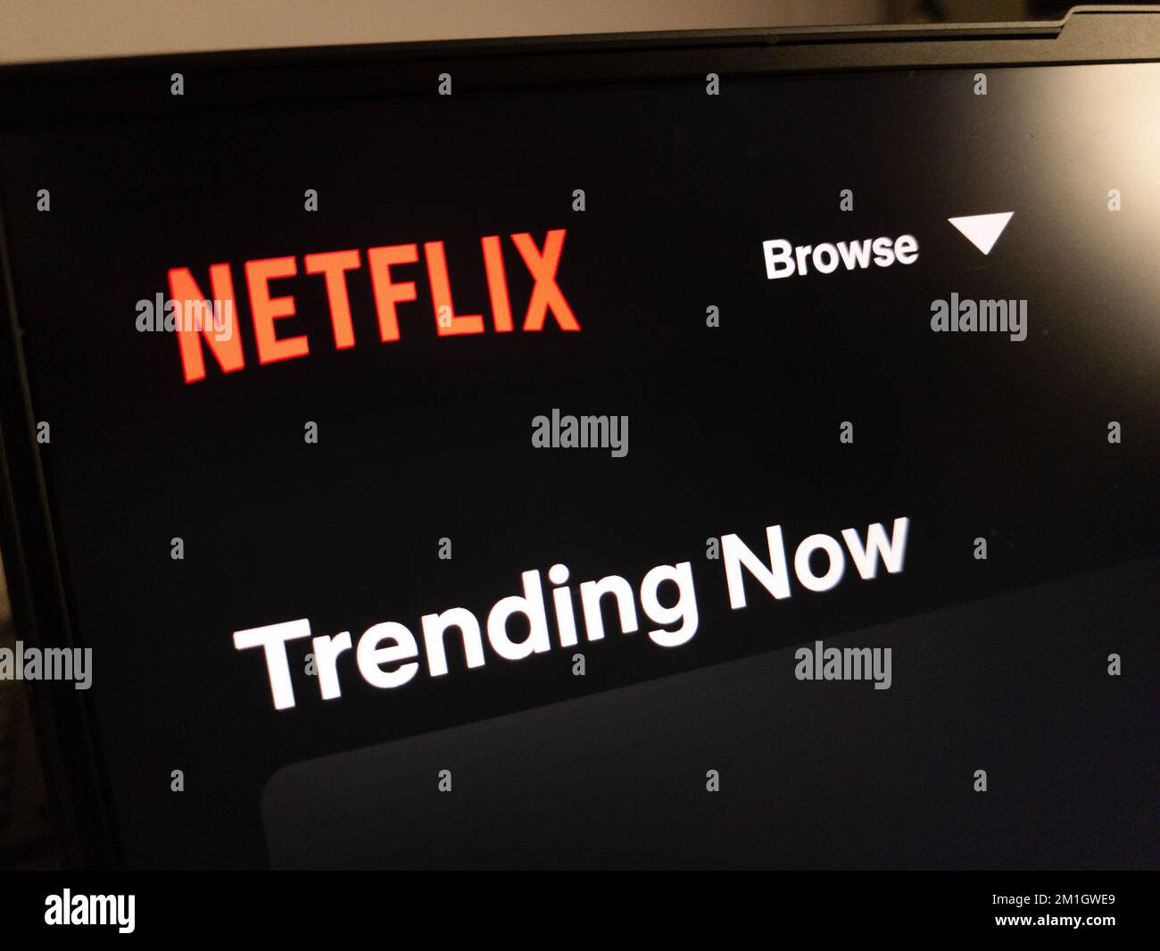 KONSKIE, POLEN - 12. Dezember 2022: Netflix-Website wird auf Laptop-Bildschirm angezeigt Stockfoto