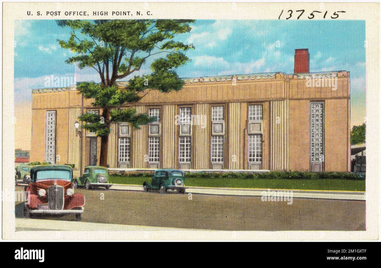 USA Postamt, High Point, N.C., Postämter, Tichnor Brothers Collection, Postkarten der Vereinigten Staaten Stockfoto