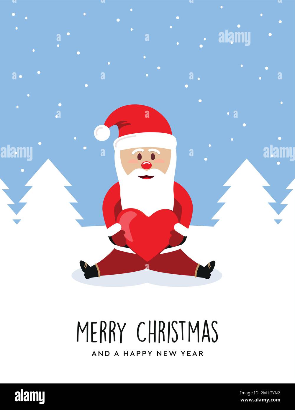 weihnachtsgrußkarte mit weihnachtsmann auf Winterlandschaft Stock Vektor