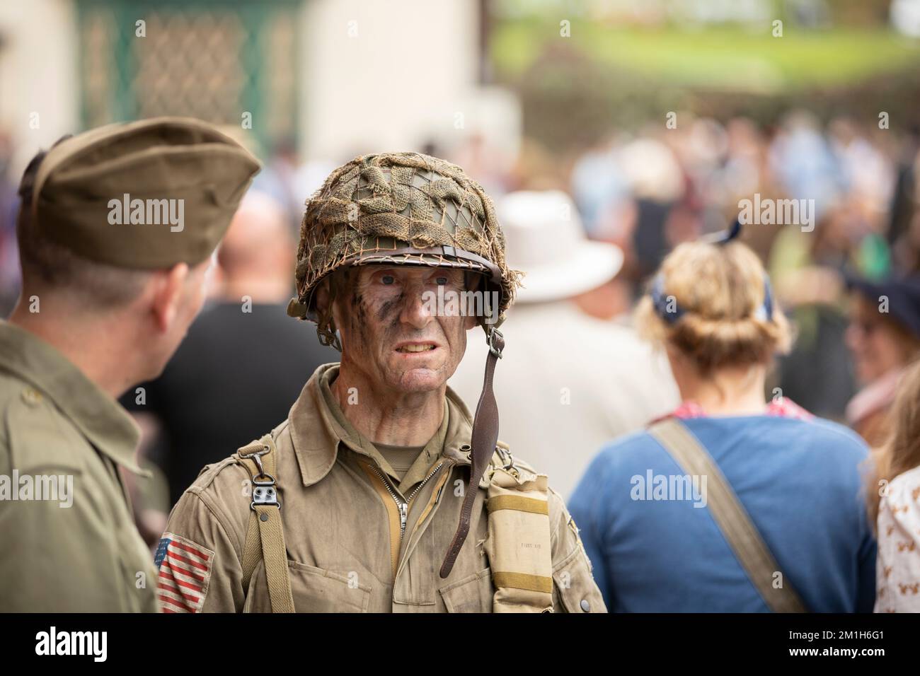 Dudley, West midlands united Kingdom, 15. November 2021 ein Portrait eines amerikanischen Soldaten aus dem Zweiten Weltkrieg aus der 101. Airborne Light Infanterie Division, Reenactment Stockfoto