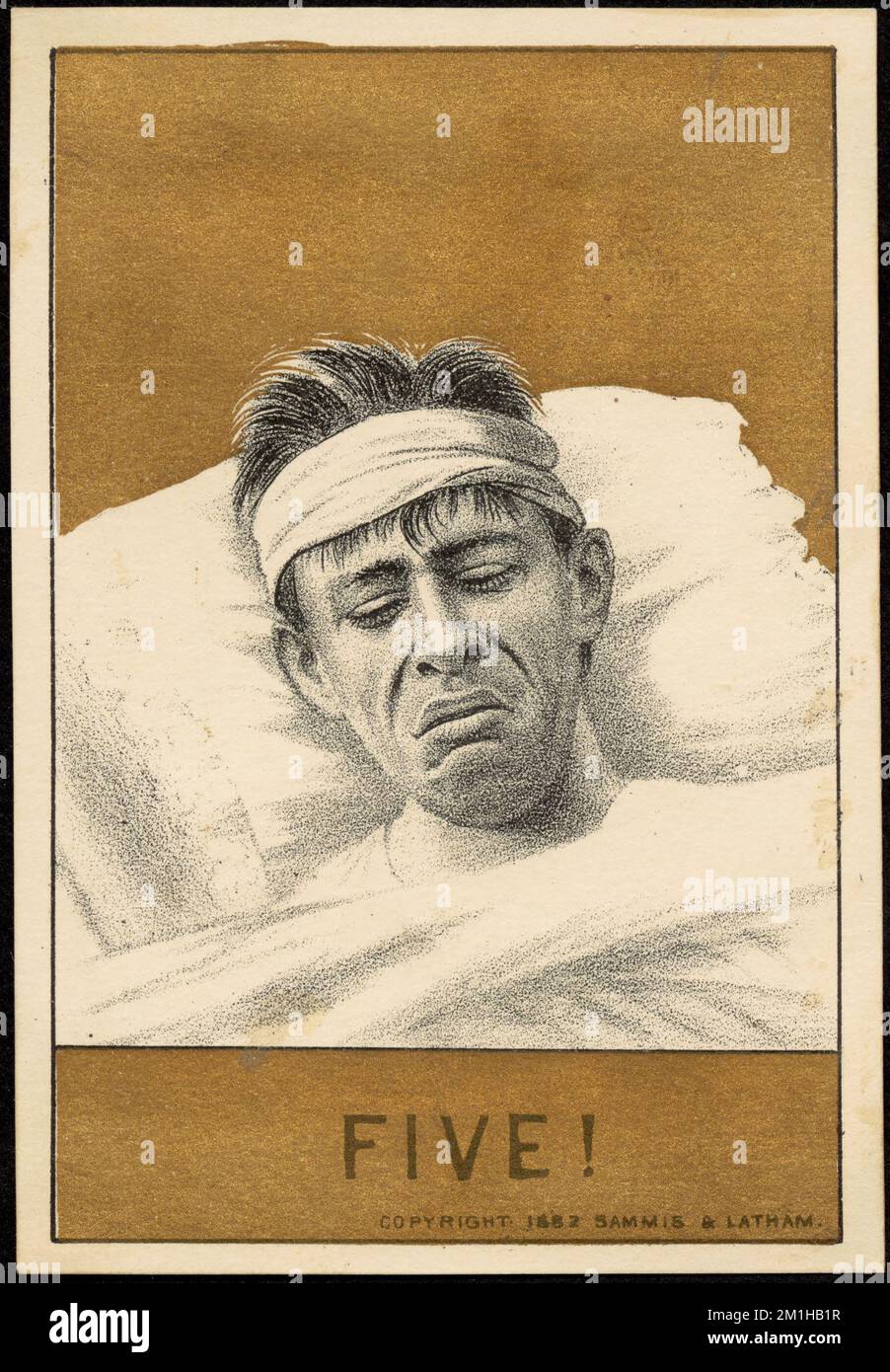 Fünf! , Männer, amerikanische Handelskarten des 19.. Jahrhunderts Stockfoto