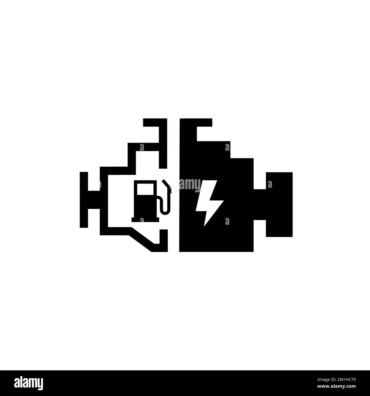 Symbol für Elektromotor für Hybridantrieb. Hybrid-Elektrofahrzeug-Steckmotor. Stock Vektor