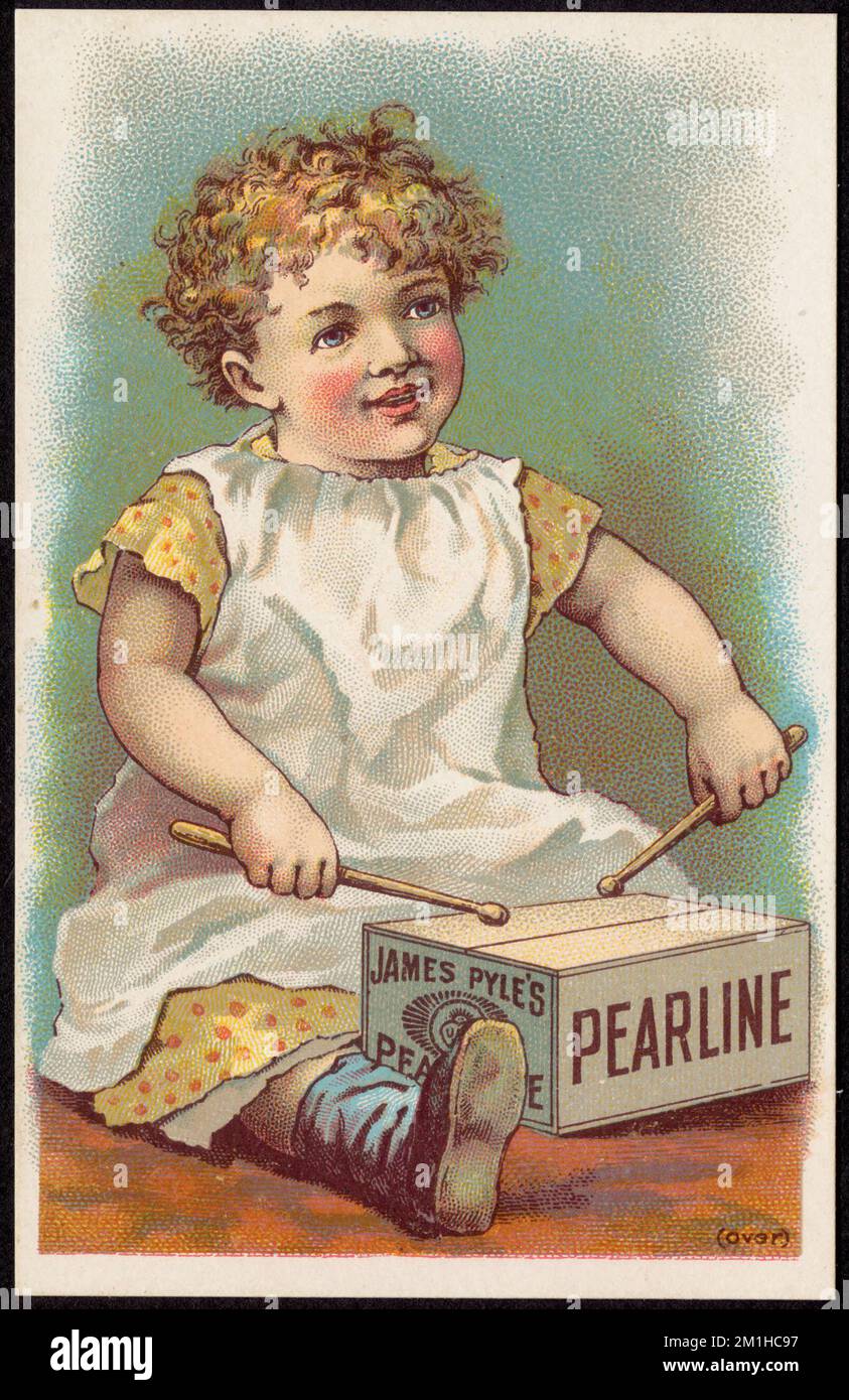 James Pyle's Pearline, Kinder, Haushaltsseife, amerikanische Handelskarten des 19.. Jahrhunderts Stockfoto