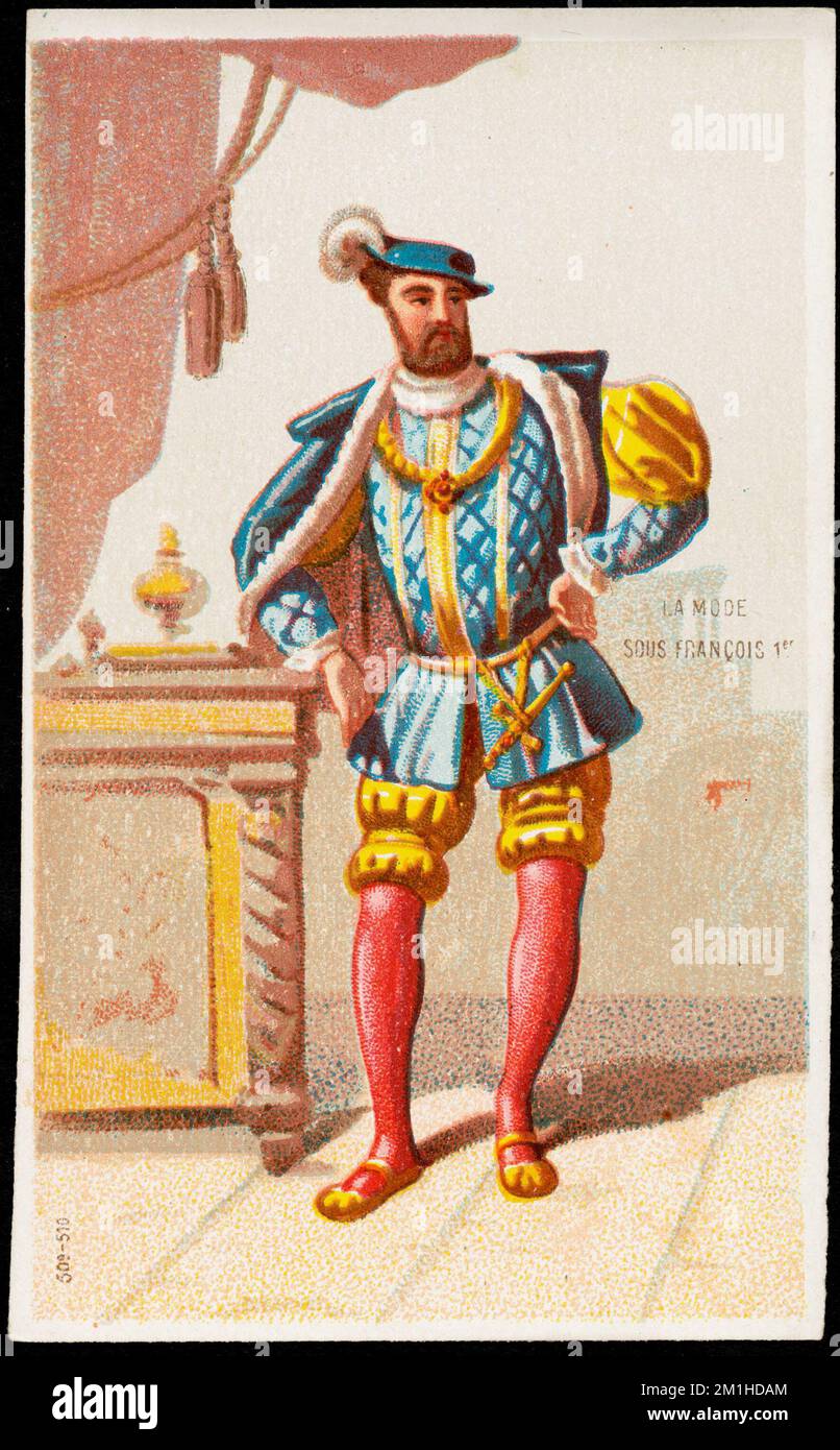 La-Modus sous Francois 1er. , Herren, Bekleidung & Kleidung, 19. Century American Trade Cards Stockfoto
