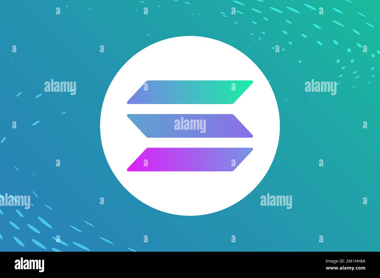 Münzsymbol mit Solana-Logo. Isoliertes vektorsymbol für kryptowährung-Token von solana. Sol Blockchain Crypto Bank. Stock Vektor