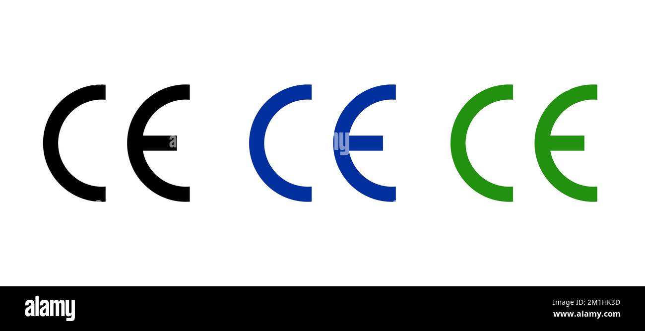 CE-Zeichen-Symbol, europäisches Zertifikat. CE-Logo Hersteller Produktzeichen europeene Label Quality Stock Vektor