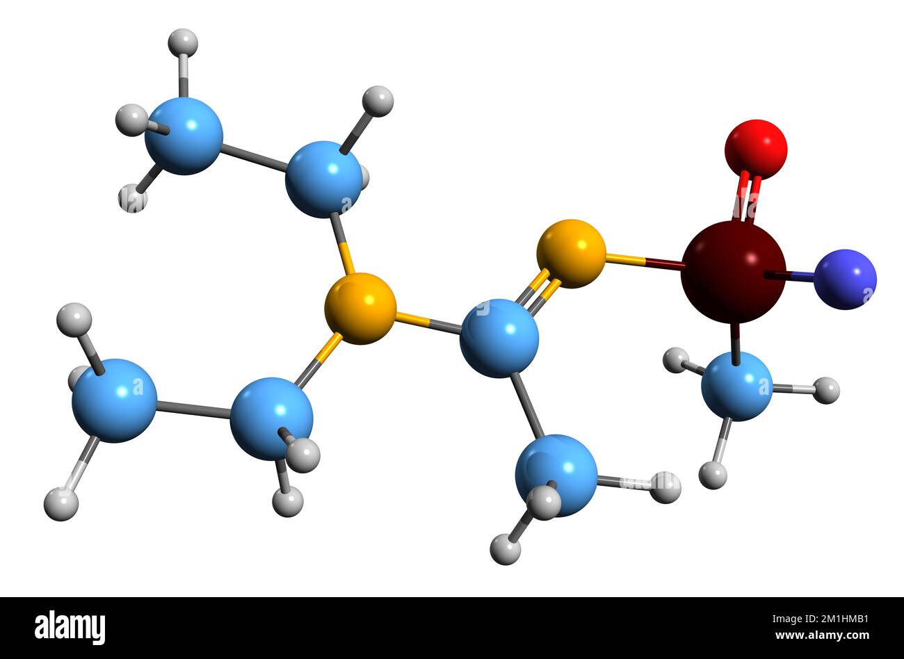 3D-Bild der Novichok А-230-Skelettformel - molekularchemische Struktur des auf weißem Hintergrund isolierten Nervenmittels Stockfoto