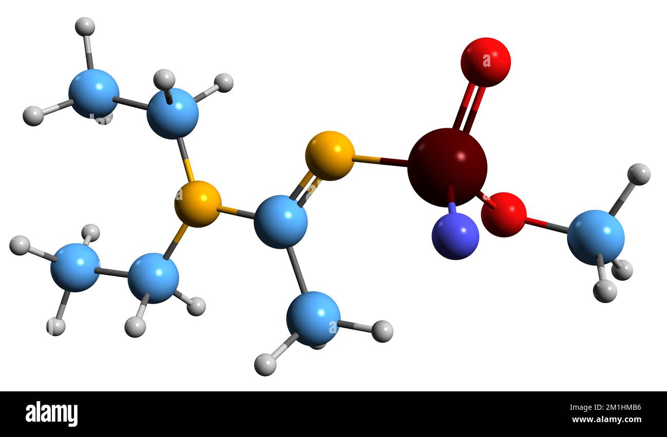 3D-Bild der Novichok А-232-Skelettformel - molekularchemische Struktur des auf weißem Hintergrund isolierten Nervenmittels Stockfoto