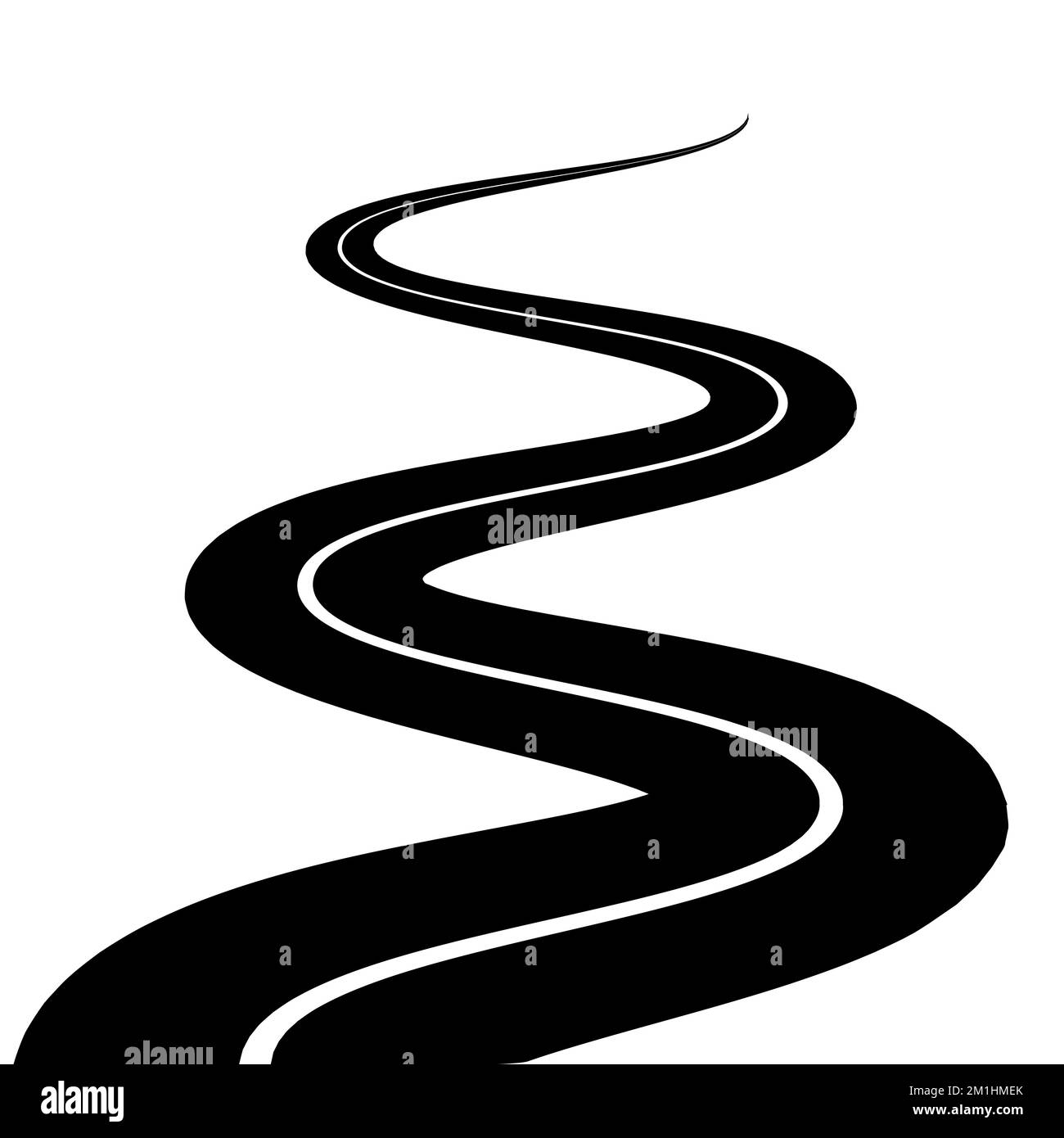 Gewundene Straße Vektor Highway Pfad lange Straße Asphalt abgeschiedene Perspektive Straße Weg Reise Illustration Stock Vektor