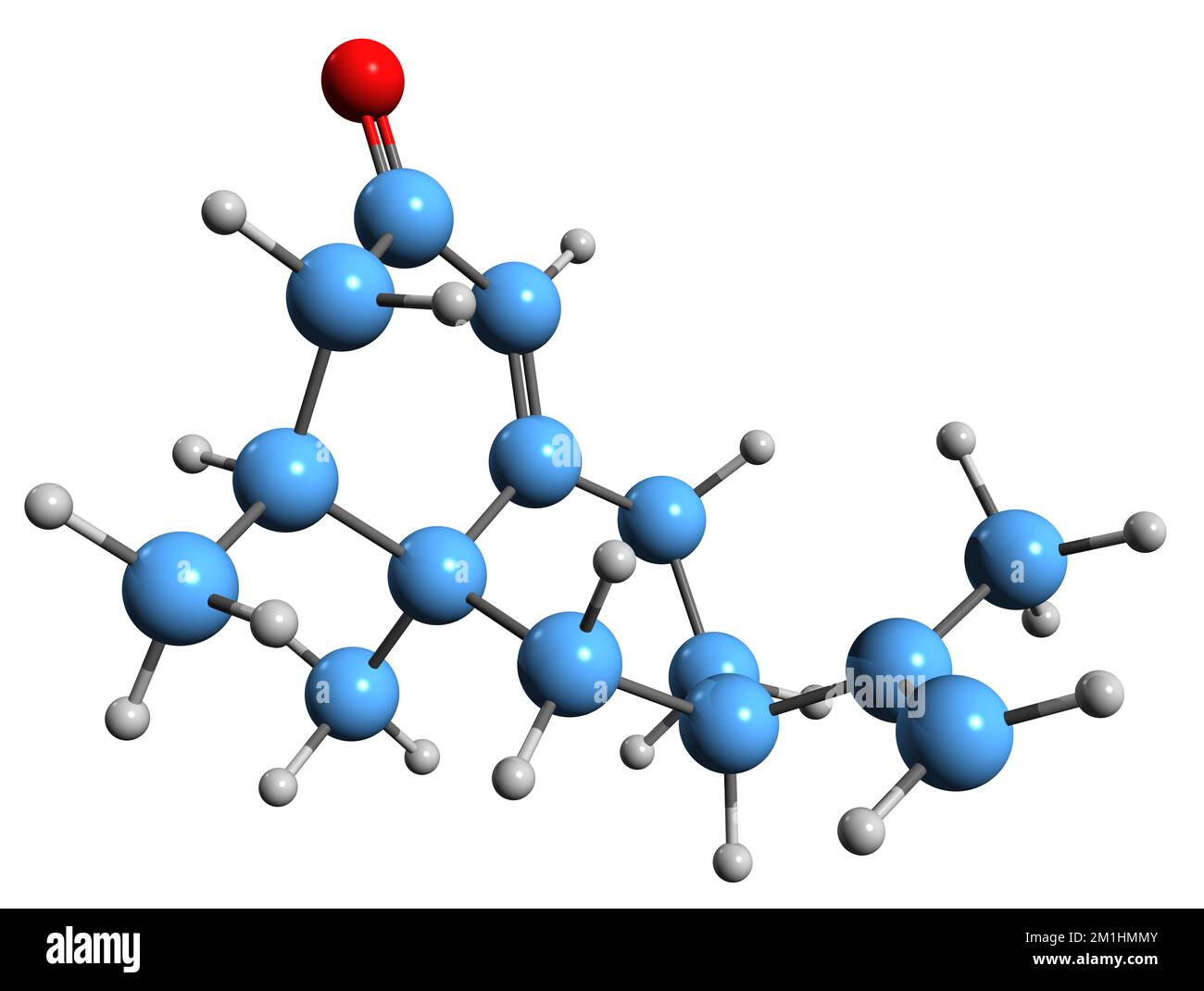 3D-Bild der Nootkaton-Skelettformel - molekularchemische Struktur des auf weißem Hintergrund isolierten Sesquiterpenoids Stockfoto