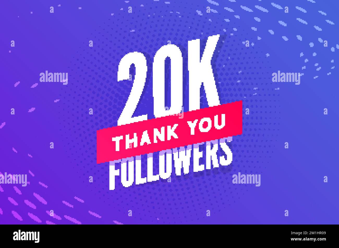 Vektor für 20000 Follower. Grußkarte, vielen Dank, Follower. Herzlichen