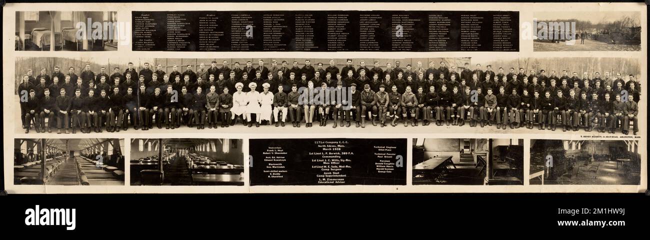 1171. Company C.C., North Adams, Mass., März 1938, Militärpersonal, Militäreinrichtungen, Militärfahrzeuge. Lawrence Stockfoto
