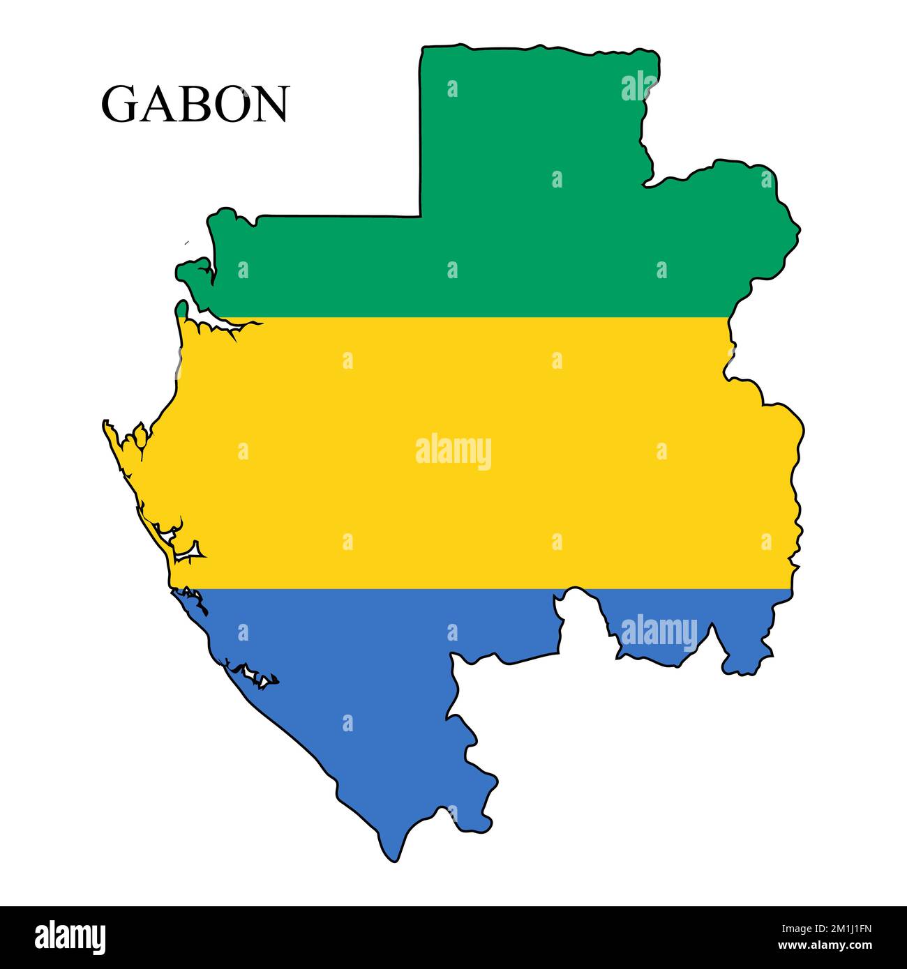 Gabun-Kartenvektordarstellung. Weltwirtschaft. Berühmtes Land. Zentralafrika. Afrika. Stock Vektor