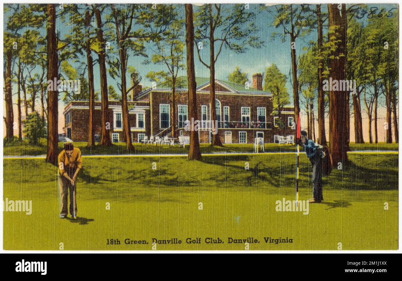 18. Green, Danville Golf Club, Danville, Virginia, Tichnor Brothers Collection, Postkarten der Vereinigten Staaten Stockfoto