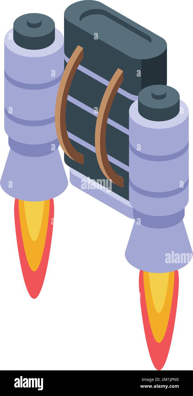 Isometrischer Vektor des Space Jetpack-Symbols. Feuerwehrjet-Pack. Luftmodell Stock Vektor