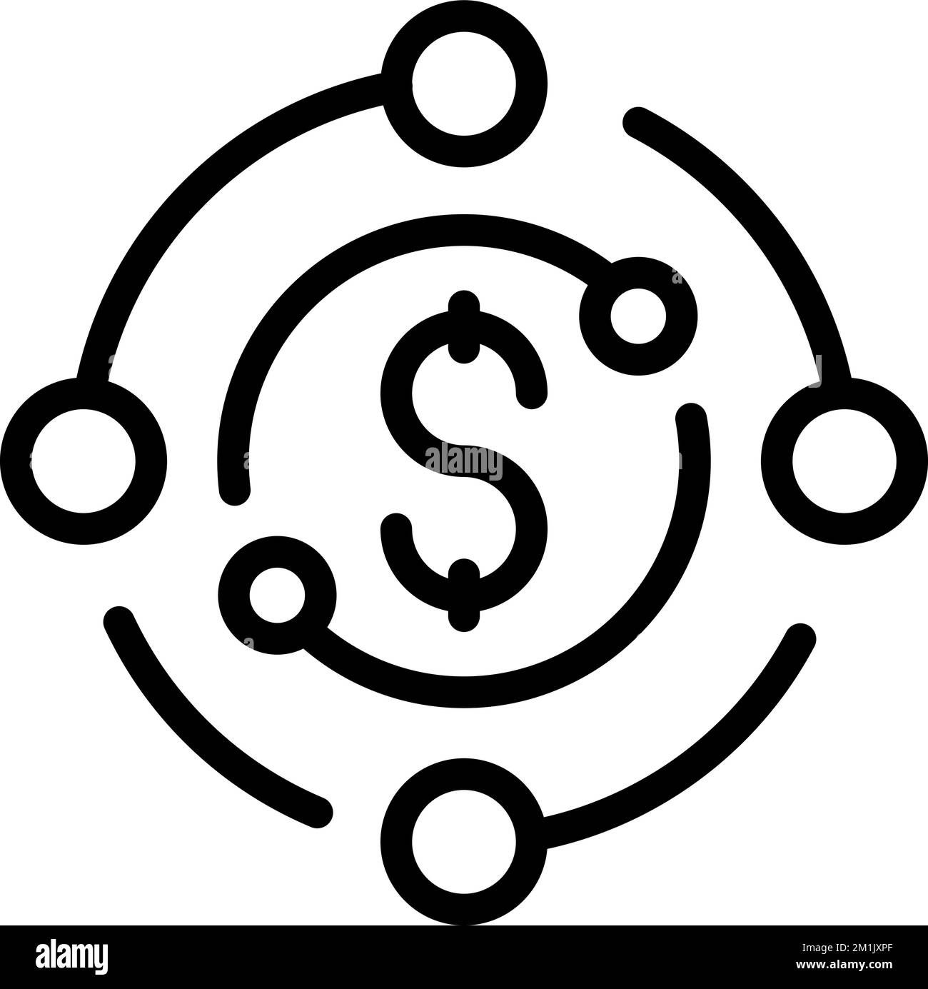 Konturvektor des Symbols für Finanzhilfen. Bankgeld. Schuldtitel Stock Vektor