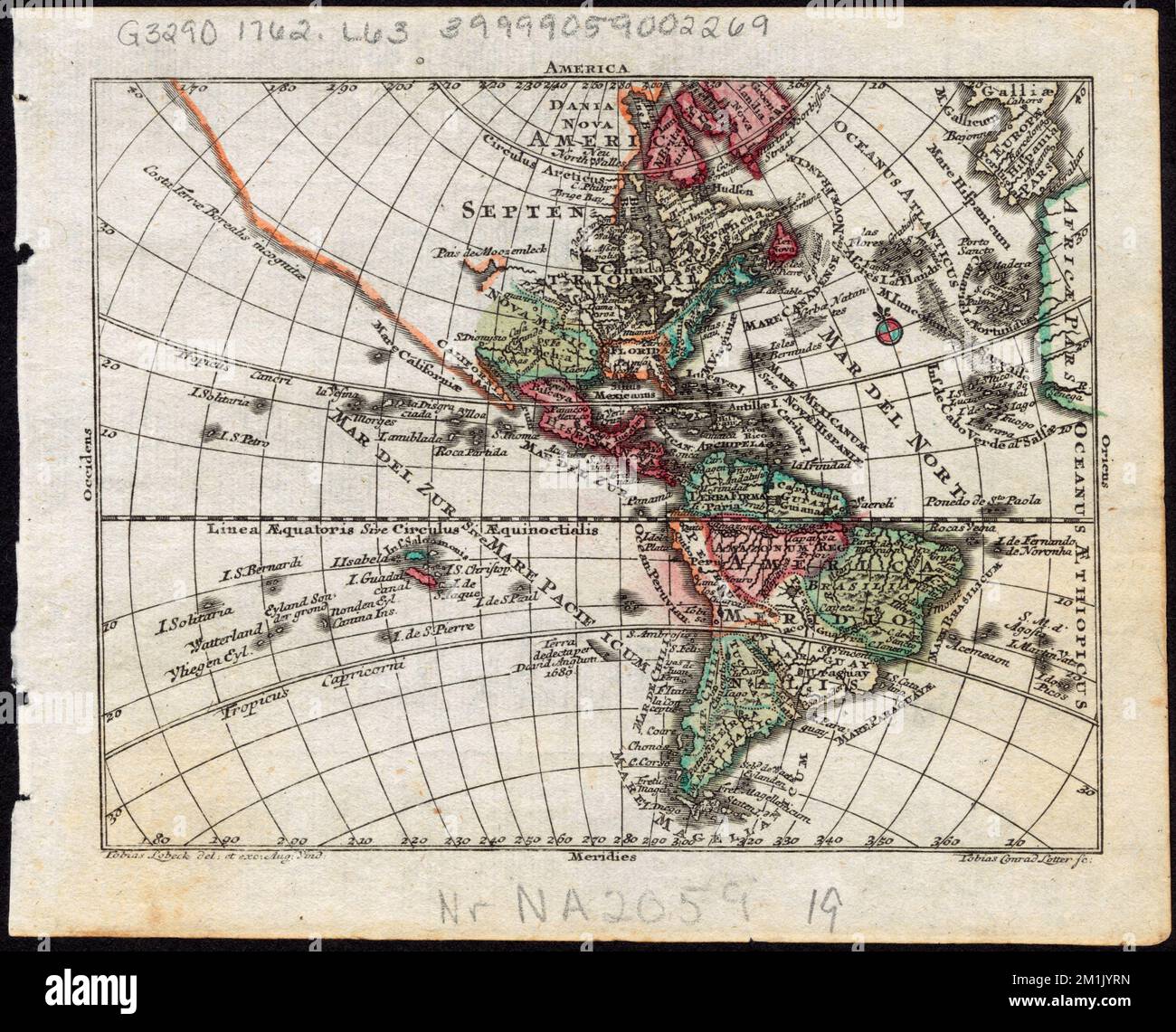 Amerika, westliche Hemisphäre, Karten, frühe Arbeiten an Norman B. Leventhal Map Center Collection 1800 Stockfoto