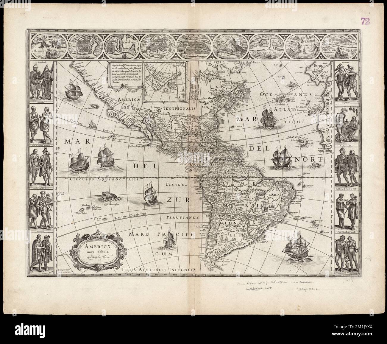Americae Nova tabula , America, Karten, frühe Werke an 1800 Norman B. Leventhal Map Center Collection Stockfoto