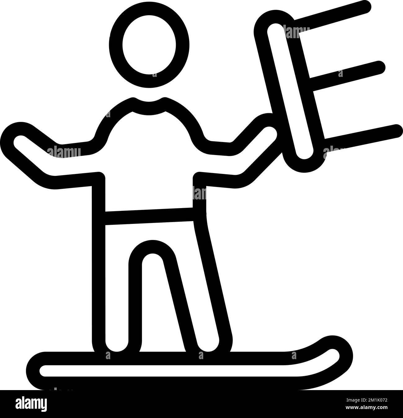 Konturvektor des Symbols „Surfen“ bei Wind. Drachen-Tafel. Extremer Sommer Stock Vektor