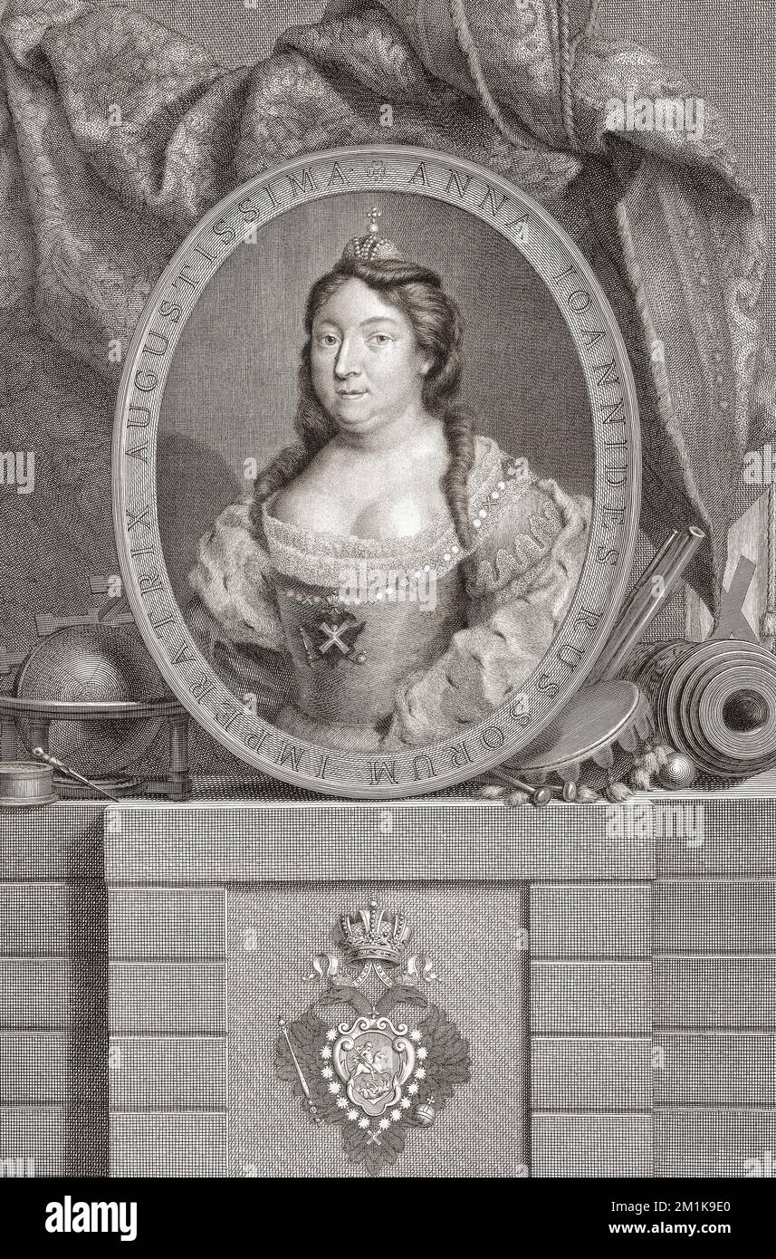 Anna Ioannovna, 1693-1740, buchstabierte auch Anna Iwanowna. Regent des Herzogtums von Courland, 1711 - 1730 und dann Kaiserin von Russland, 1730 - 1740. Nach einem Abdruck von Jacob Houbraken. Stockfoto