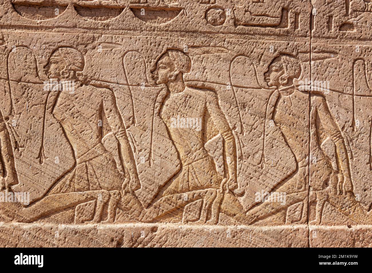 Besiegte die Feinde von Ramses II. Auf dem Tempel von Abu Simbel in Ägypten Stockfoto