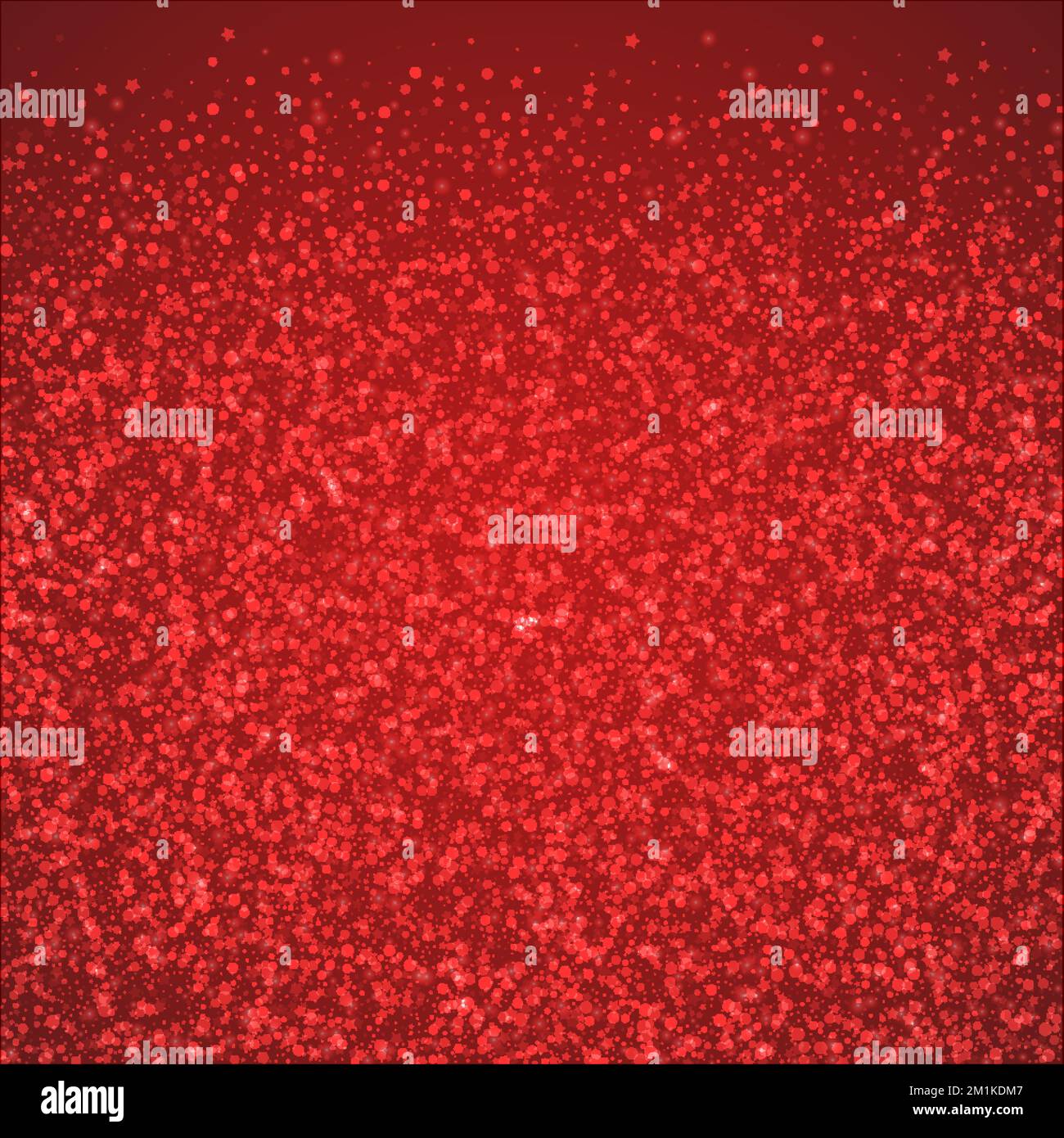 Schneefall Overlay weihnachten Hintergrund. Subtile fliegende Schneeflocken und Sterne auf weihnachtlich rotem Hintergrund. Festlicher Schneefall-Overlay. Quadratische Vektorillust Stock Vektor