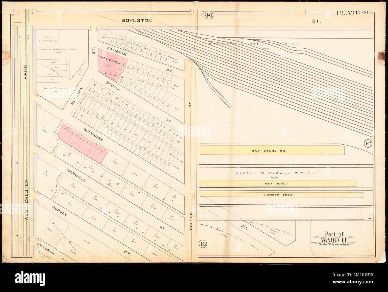 Atlas of the City of Boston : City Proper : Plate 41 , Boston Mass., Karten, Real Property, Massachusetts, Boston, Landkarten, Grundbesitzer, Massachusetts, Boston, Karten, Back Bay Boston, Mass., Karten Norman B. Leventhal Map Center Collection Stockfoto