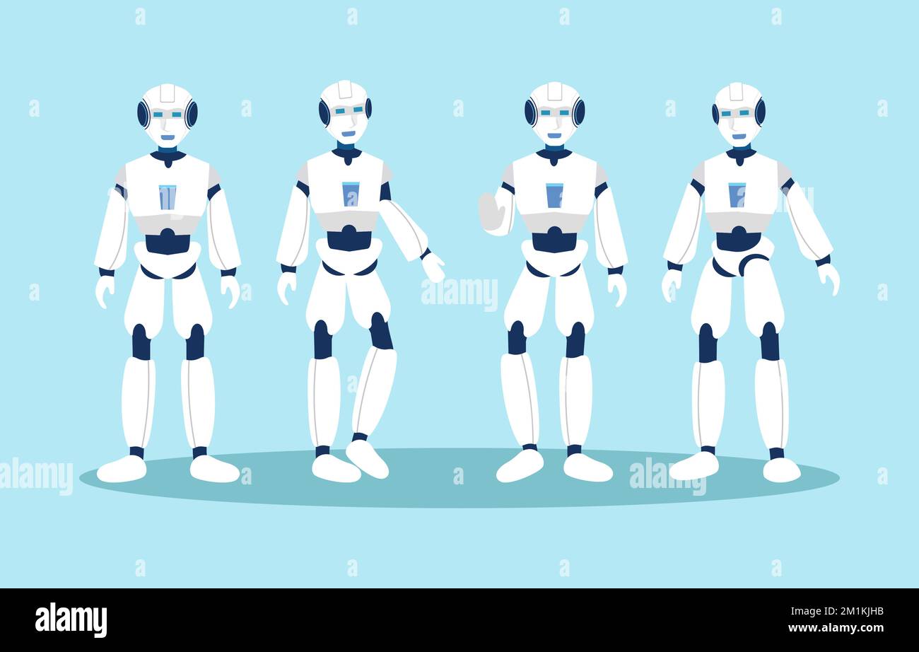 Roboter mit künstlicher Intelligenz ( KI ) . Design mit Zeichentrickfiguren. Vector . Stock Vektor