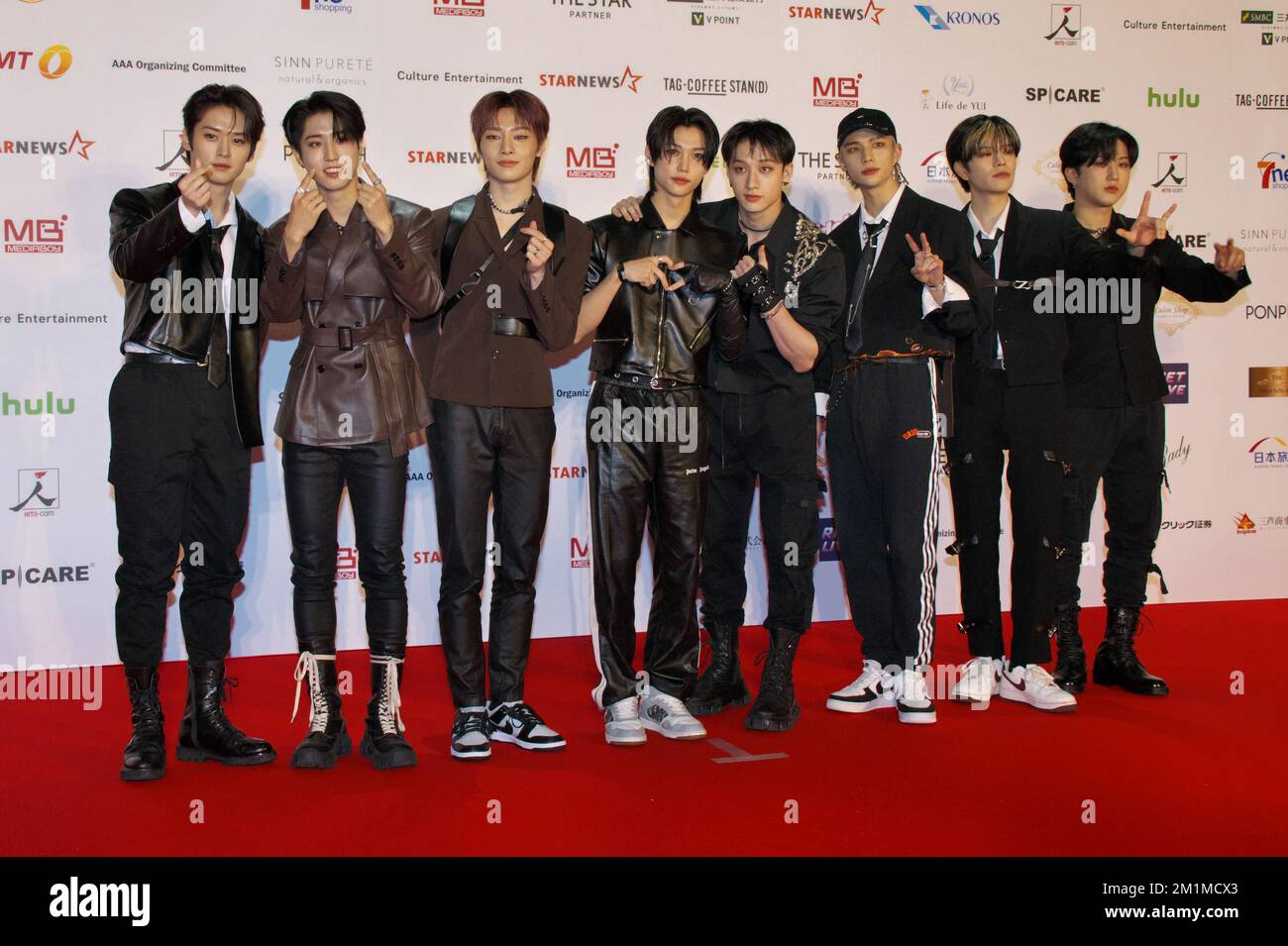 Nagoya, Japan. 13.. Dezember 2022. Die K-POP-Gruppe Stray Kids nimmt am Dienstag, den 13. Dezember 2022, an der Veranstaltung „2022 AAA(Asia Artist Awards)“ in Nagoya, Präfektur Aichi, Japan Teil. Foto: Keizo Mori/UPI Credit: UPI/Alamy Live News Stockfoto