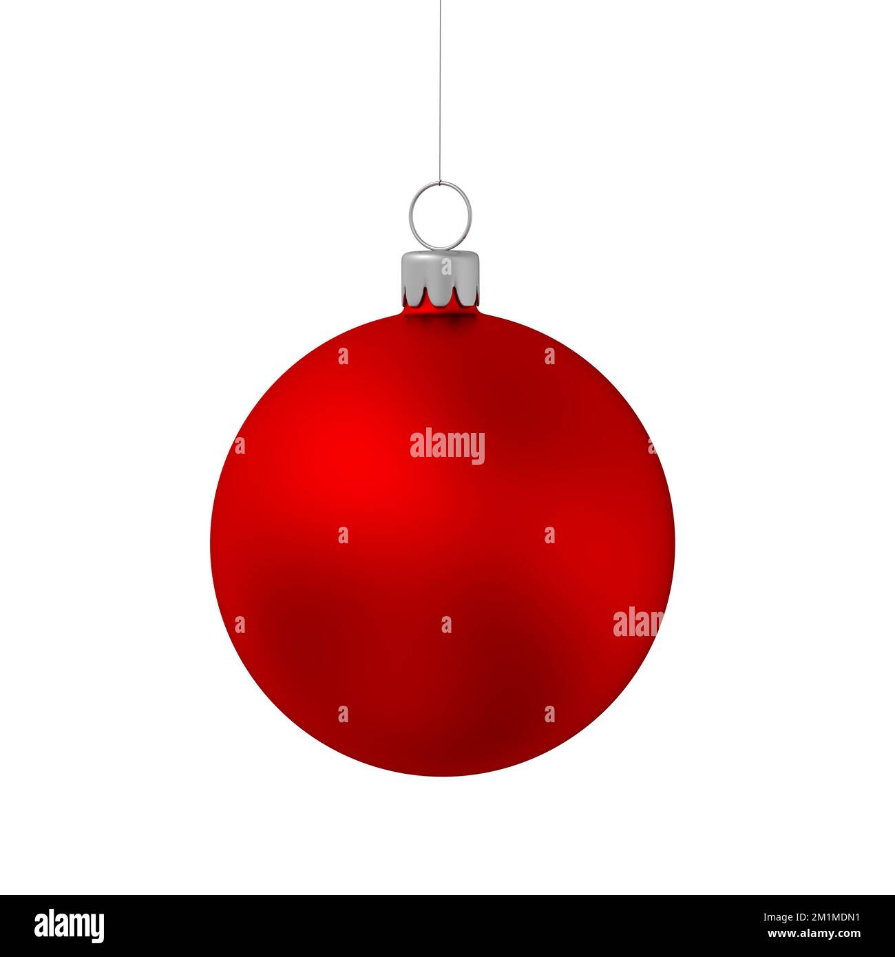 Weihnachtskugel isoliert auf weißem Hintergrund. Rote Farbe. 3D Abbildung. Stockfoto