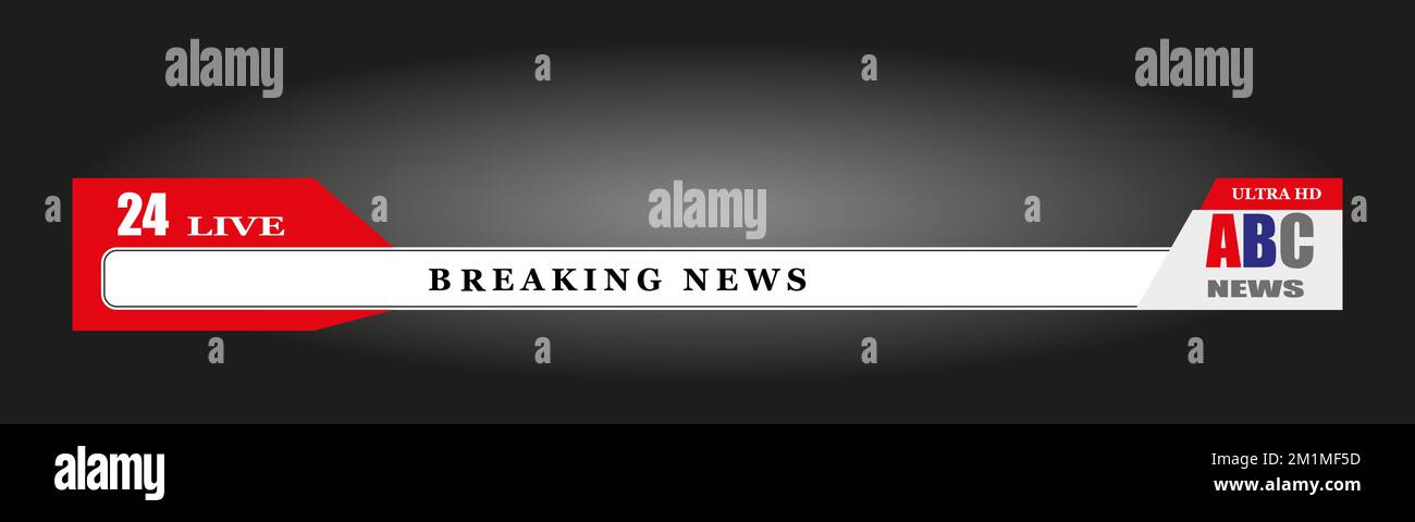 Designvorlage für Videotitel oder Fernsehnachrichten. Untere dritte TV-Nachrichtenleiste. Fernsehübertragungsmedien. Die Überschrift eines Werbebanners im Fernsehen Stock Vektor