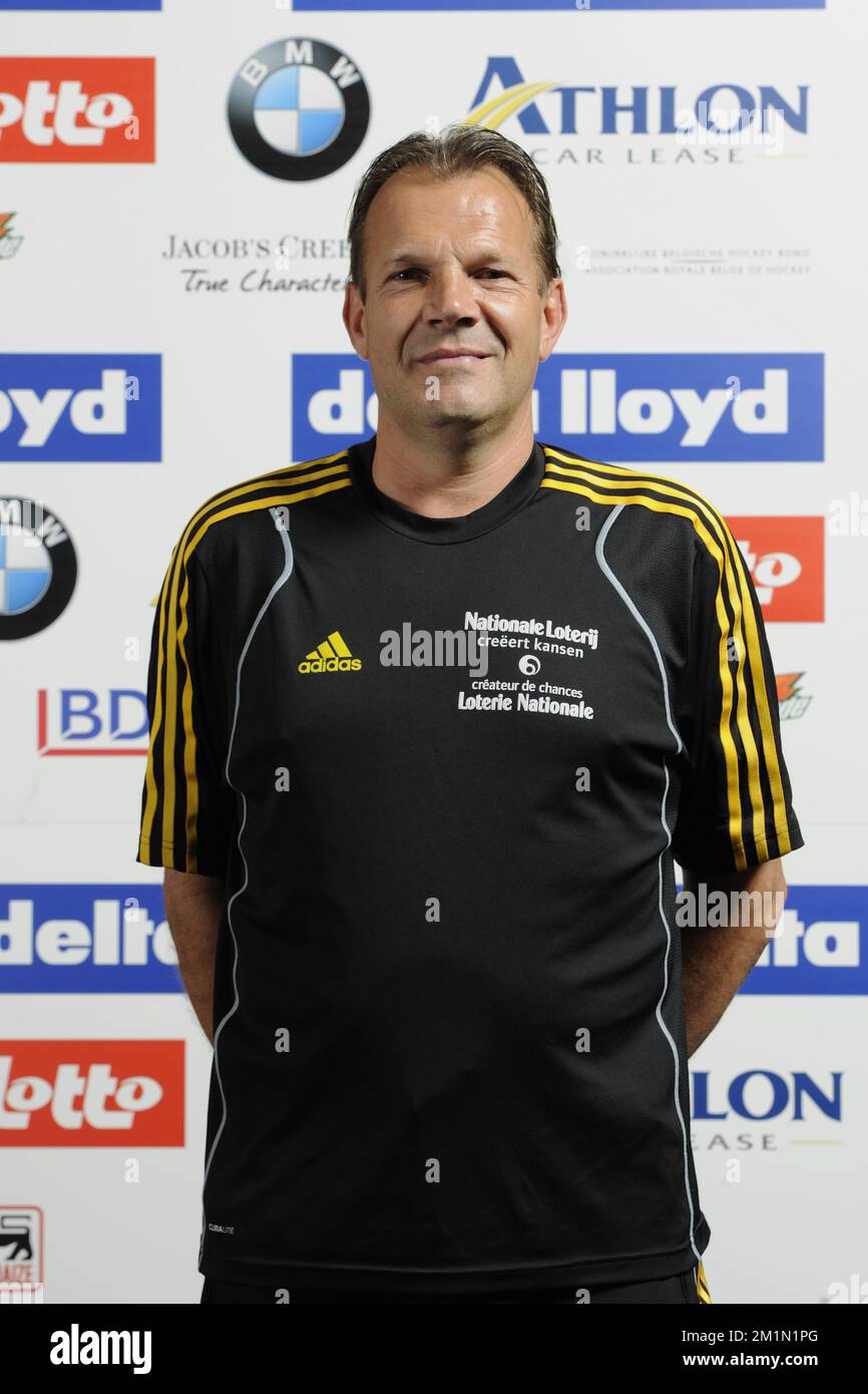 20120718 – BRÜSSEL, BELGIEN: Auf diesem überholten Handout-Bild, das am Mittwoch, den 18. Juli 2012 von der Royal Belgischen Hockey Association verteilt wurde, ist der Torhüter Frank Leistra zu sehen. Die belgischen Frauen- und Herrenhockeymannschaften nehmen an den Olympischen Spielen 2012 in London Teil. BELGA-FOTO-HANDZETTEL Stockfoto