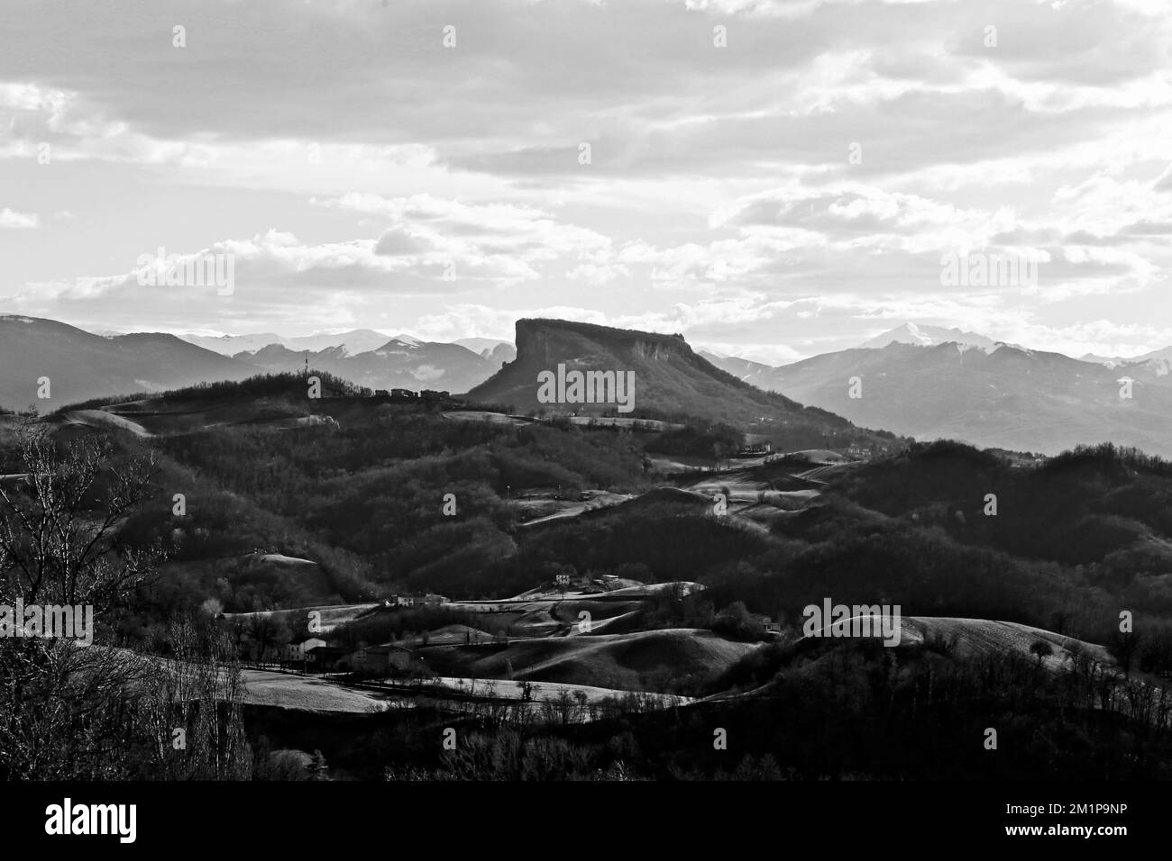 Landschaft, Bismantova-Stein Stockfoto