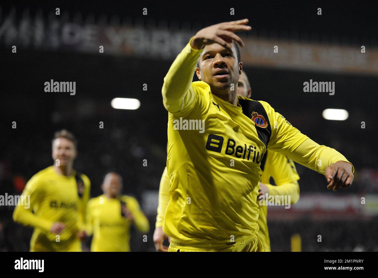 Der Vadis Odjidja Ofoe des Clubs Brügge feiert seine Feier, nachdem er