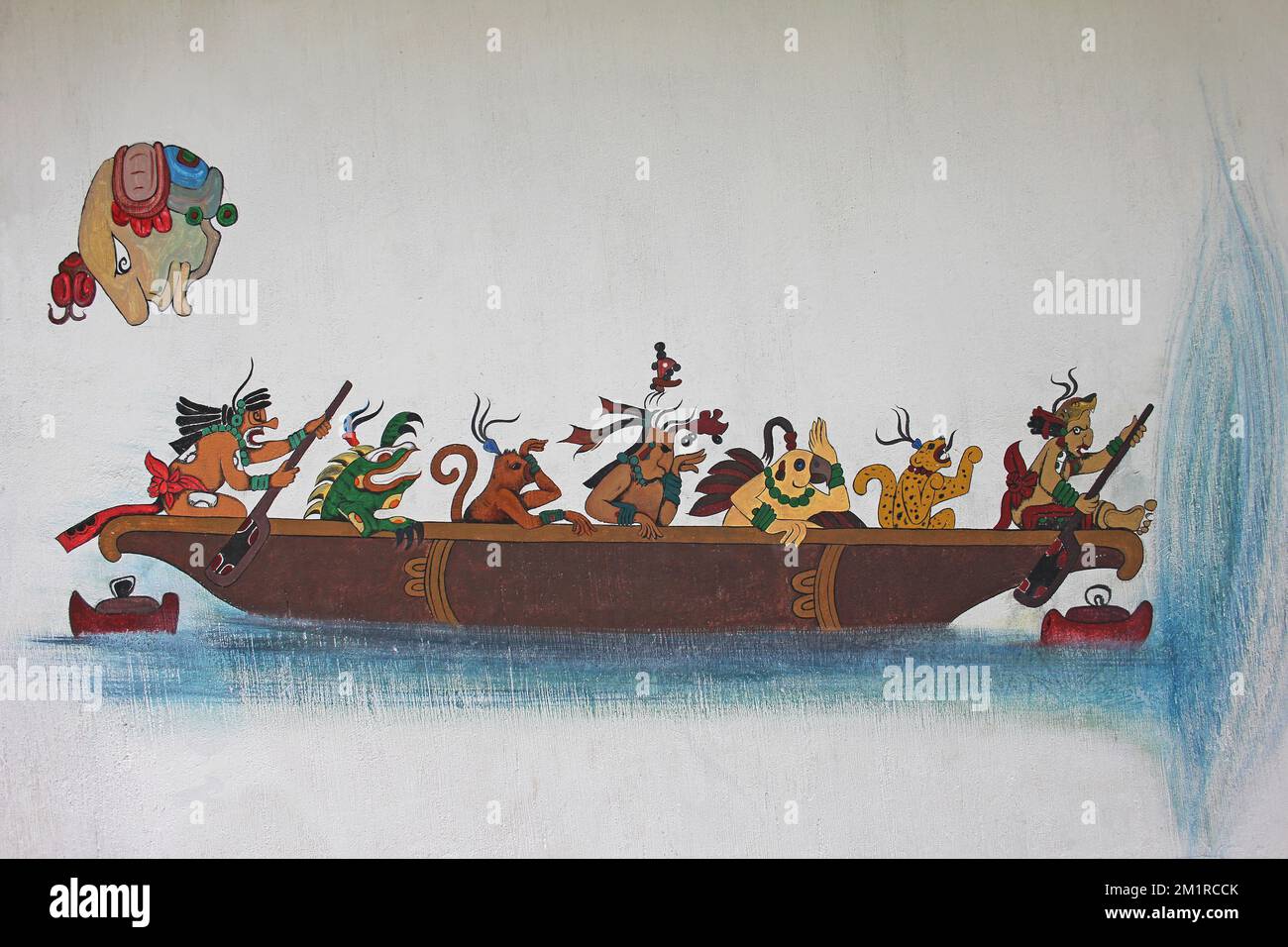 Maya-Paddler-Götter-Kunstwerke Stockfoto