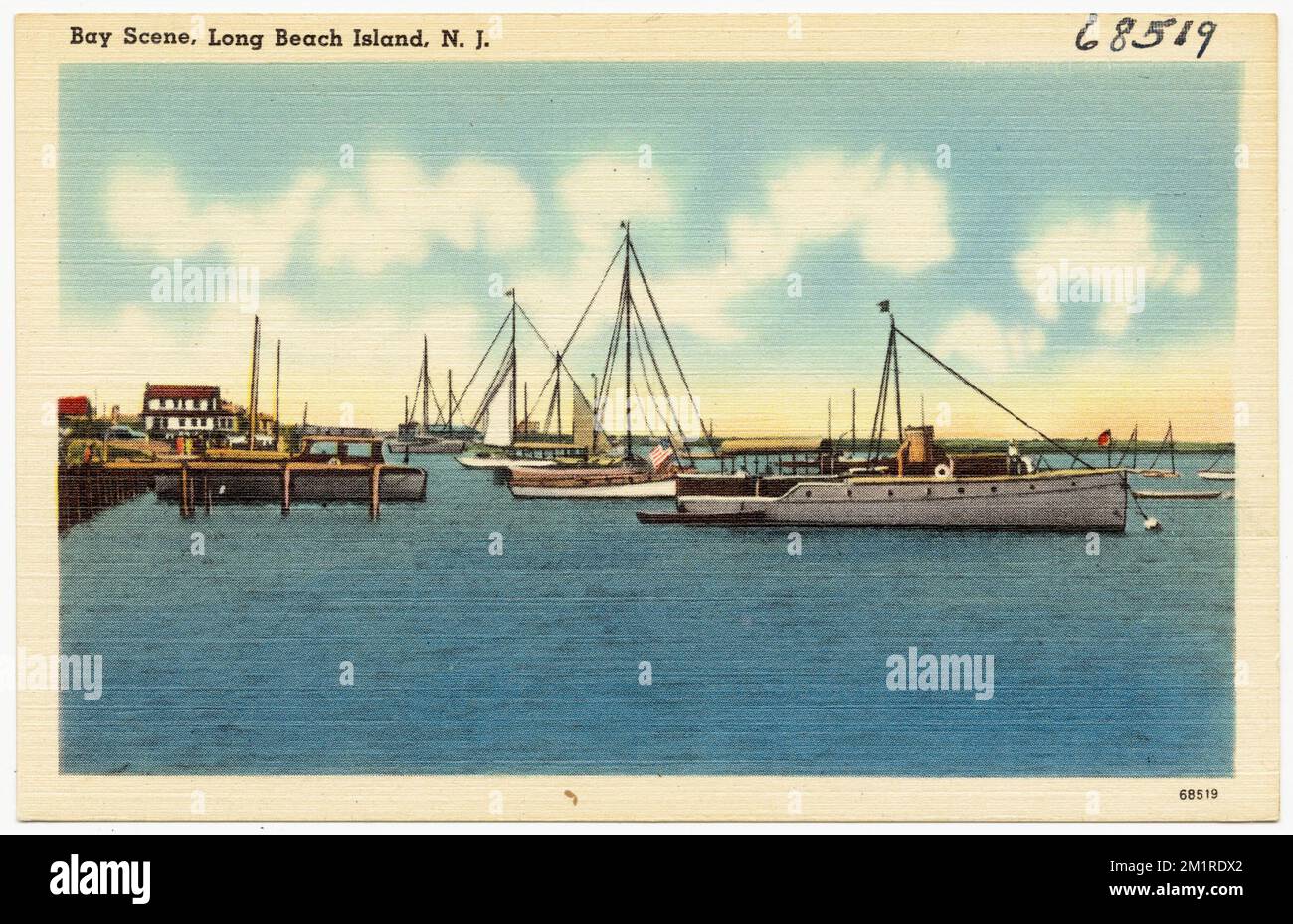 Bay Scene, Long Beach Island, N. J. , Boote, Seen, Tichnor Brothers Collection, Postkarten der Vereinigten Staaten Stockfoto