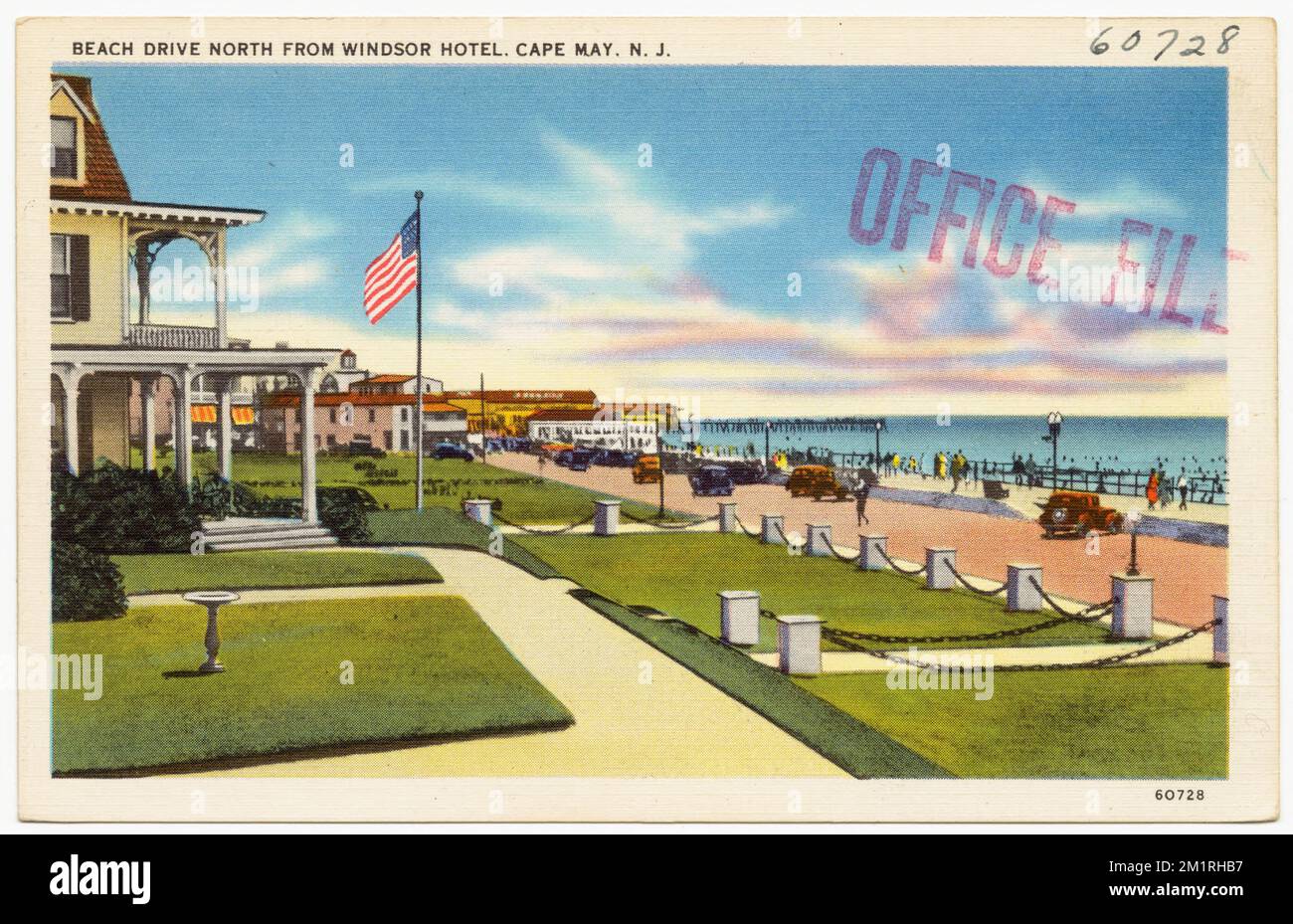 Beach Drive nördlich vom Windsor Hotel, Cape May, N. J. , Strände, Städte und Städte, Tichnor Brothers Collection, Postkarten der Vereinigten Staaten Stockfoto