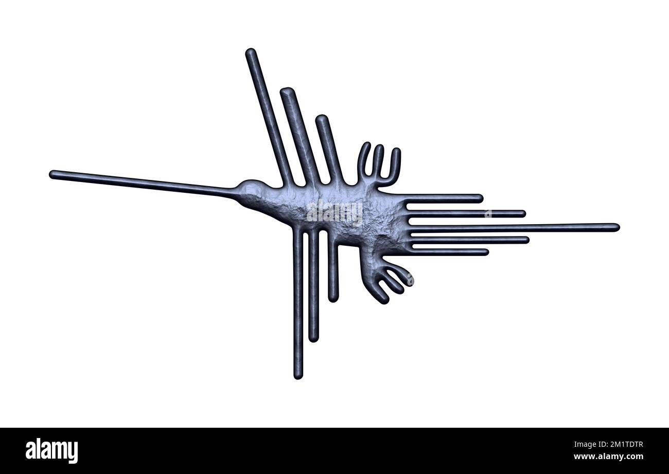 Geoglyphe des Kolibris aus Nazca, der Nazca-Linie, Nazca-Wüste, Peru Stockfoto