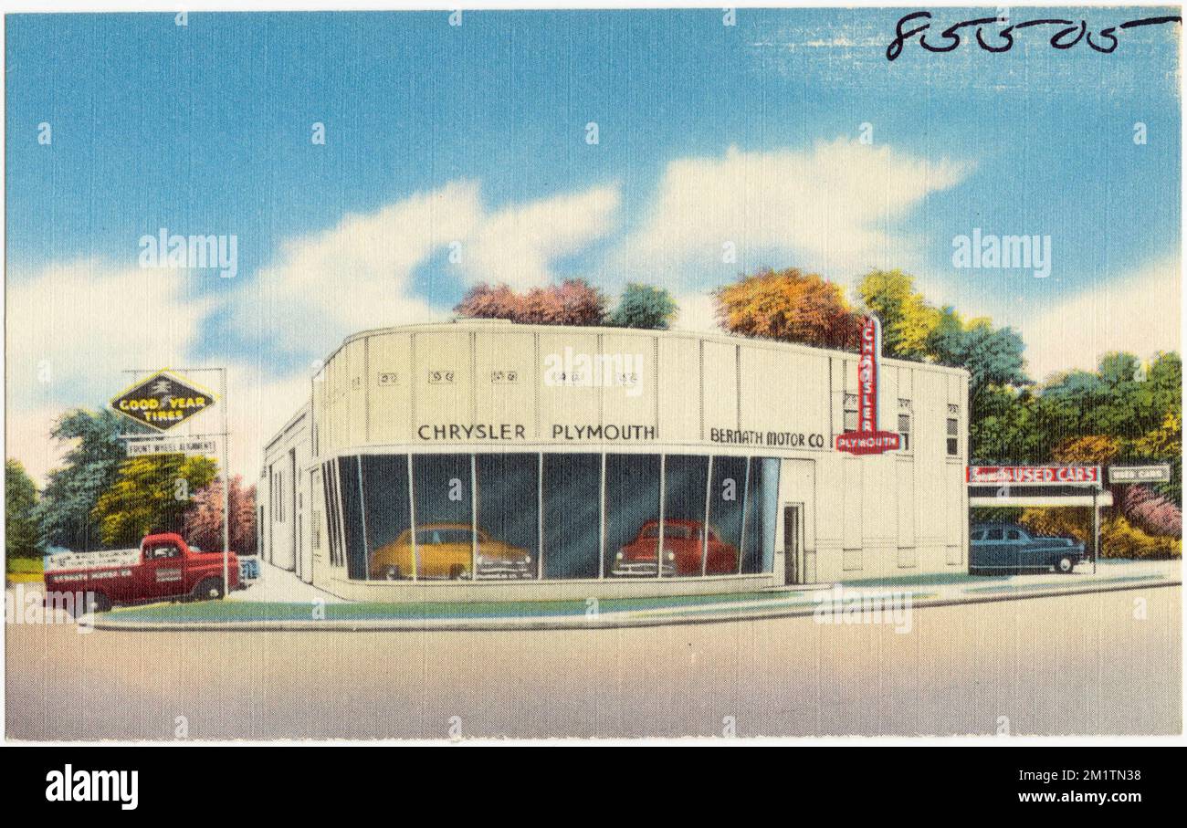 Bernath Motor Company, gewerbliche Einrichtungen, Tichnor Brothers Collection, Postkarten der Vereinigten Staaten Stockfoto